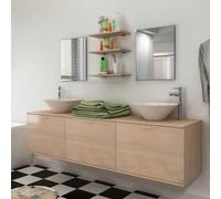 vidaXL Conjunto de muebles de baño con lavabo y grifo 11 piezas beige