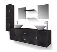 vidaXL Set de muebles para baño Pack 11 piezas con lavabo y grifo incluido – Negro