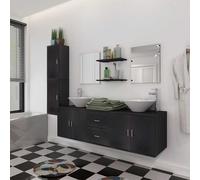 vidaXL Conjunto de muebles de baño con lavabo y grifo 11 piezas negro
