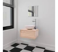 vidaXL Conjunto de muebles de baño con lavabo y grifo 4 piezas beige