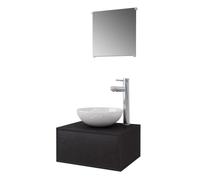 vidaXL Set de muebles de baño Modelo con lavabo y grifo, 4 piezas, negro