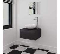 vidaXL Conjunto de muebles de baño con lavabo y grifo 4 piezas negro