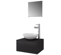 vidaXL Set de muebles de baño Modelo con lavabo y grifo, 4 piezas, negro