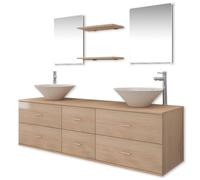 vidaXL Conjunto de muebles de baño con lavabo y grifo 9 piezas beige
