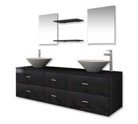 vidaXL Conjunto de muebles de baño 9 piezas con lavabo y grifo - Negro