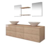 vidaXL Juego de muebles de baño con lavabos conglomerado, 7 piezas, almacenamiento, beige
