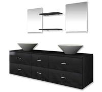 vidaXL Conjunto de muebles de baño y lavabo 7 piezas negro
