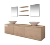 vidaXL Conjunto de muebles de baño y lavabo, 8 piezas, beige