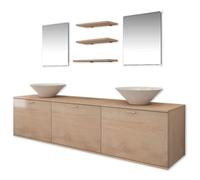 vidaXL Conjunto de Muebles de baño y Lavabo 8 Piezas Beige