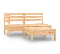 vidaXL Conjunto de muebles de jardín 3 piezas madera maciza pino en color Gris/Natural/Negro y más | almacenamiento funcional diseño moderno para baño dormitorio sala