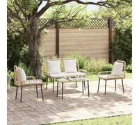 vidaXL Conjunto de Muebles de Jardín 4 uds. Negro y crema
