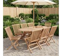 vidaXL Conjunto de Muebles de Jardín 9 uds. Natural