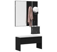 vidaXL Conjunto muebles recibidor 4 pcs con cajón, bancos y espejo - Roble Negro