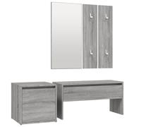 vidaXL Conjunto de muebles de recibidor con cajón 3 pcs Gris Sonoma