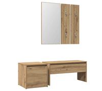 vidaXL Conjunto de muebles de recibidor con cajón 3 pcs Roble Artesanal