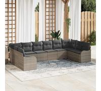 vidaXL Conjunto de sofá de jardín 10 uds. Gris claro ratán sintético