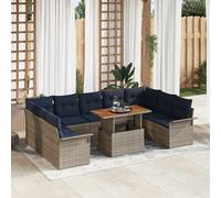 vidaXL Conjunto de sofá de jardín 10 uds. gris y azul marino