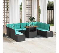 vidaXL Conjunto de sofá de jardín 10 uds. Negro Poliratán