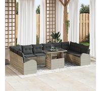 vidaXL Conjunto de sofá de jardín 11 uds. Gris Claro ratán sintético