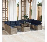 vidaXL Conjunto de sofá de jardín 11 uds. Gris Poliratán