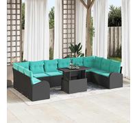 vidaXL Conjunto de sofá de jardín 11 uds. Negro Poliratán