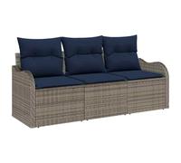 vidaXL Conjunto de sofá de jardín 3 uds. Gris ratán sintético