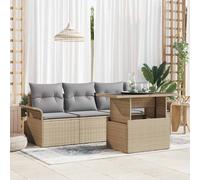 vidaXL Conjunto de sofá de jardín 5 pcs Beige Rattan de Poliéster