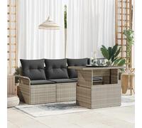 vidaXL Conjunto de sofá de jardín 5 pcs Gris Claro Rattan de Poliéster