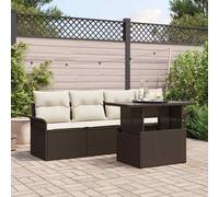 vidaXL Conjunto de sofá de jardín 5 pcs Marrón Rattan de Poliéster