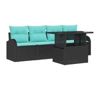 vidaXL Conjunto de sofá de jardín 5 pcs Negro Rattan de Poliéster, Sofá Modular de jardín y terraza, Muebles Modernos para Patio, balcón, Lugar de Relax en Verano