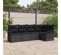 vidaXL Conjunto de sofá de jardín Manual 5 pcs Negro ratán sintético