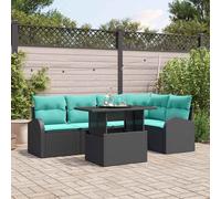vidaXL Conjunto de sofá de jardín 6 uds. 5-Número de plazas Negro