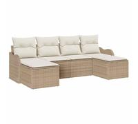 vidaXL Conjunto de sofá de jardín – 6 uds. – Beige – Ratán sintético