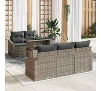 vidaXL Conjunto de sofá de jardín con cojín 6 pcs Gris ratán sintético