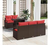 vidaXL Conjunto de sofá de jardín 6 uds. Marrón Poliratán | Muebles personalizables para cualquier espacio, Textura única de ratán, atractivo visual garantizado,