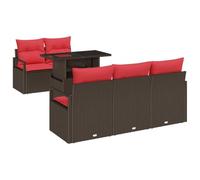 vidaXL Conjunto de sofá de jardín 6 uds. Marrón Poliratán | Muebles personalizables para cualquier espacio, Textura única de ratán, atractivo visual garantizado,