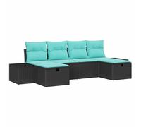 vidaXL Conjunto de sofá de jardín 6 uds. Negro ratán sintético