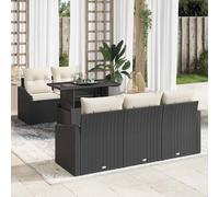 vidaXL Conjunto de sofá de jardín 6 pcs Negro y crema ratán sintético
