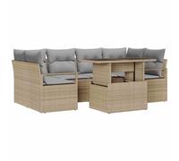 vidaXL Conjunto de sofá de jardín 7 pcs Beige ratán sintético