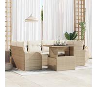 vidaXL Conjunto de sofá de jardín 7 uds. 6-Número de plazas Beige