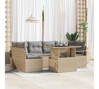 vidaXL Conjunto de sofá de jardín 7 pcs Beige ratán sintético