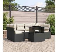 vidaXL Conjunto de sofá de jardín 7 uds. 6-Número de plazas Negro