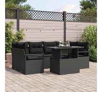 vidaXL Conjunto de sofá de jardín 7 uds. 6-Número de plazas Negro