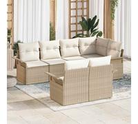 vidaXL Conjunto de sofá de jardín 7 uds. Beige Poliratán