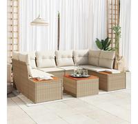 vidaXL Conjunto de sofá de jardín 7 uds. Beige Poliratán