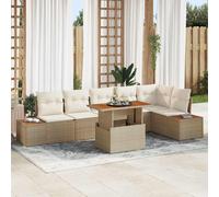 vidaXL Conjunto de sofá de jardín 7 uds. Beige Poliratán