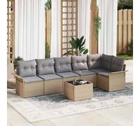 vidaXL Conjunto de sofá de jardín 7 uds. Beige ratán sintético