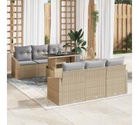 vidaXL Conjunto de sofá de jardín 7 uds. Beige ratán sintético