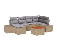 vidaXL Conjunto de sofá de jardín 7 uds. Beige y Gris Claro | Puedes mezclar y combinar este conjunto para tener un montón de estilos diferentes,
