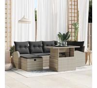 vidaXL Conjunto de sofá de jardín 7 uds. Gris Claro ratán sintético